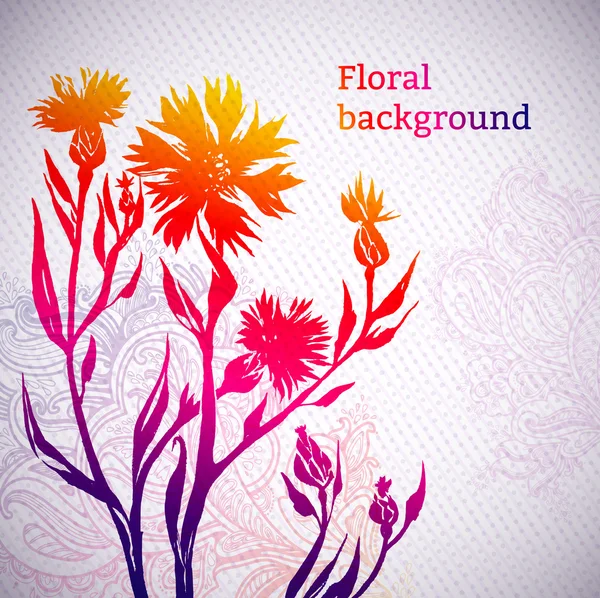 Tarjeta de flor de aciano ornamental — Vector de stock