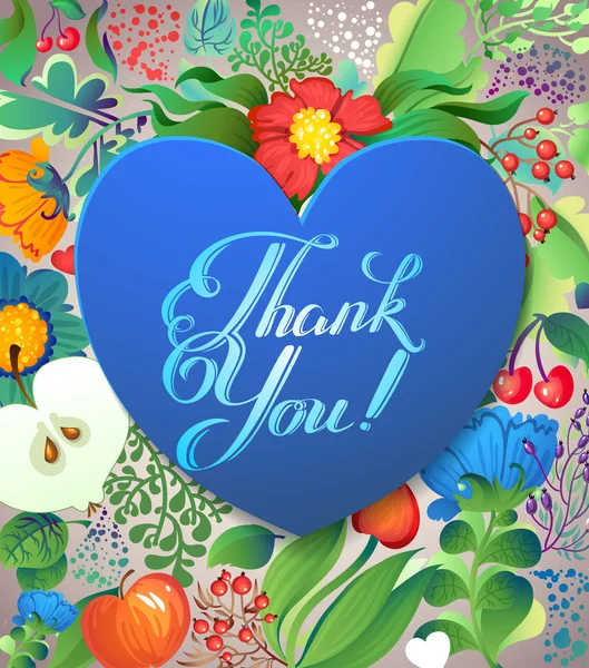 Thank you floral  card — Stock Vector