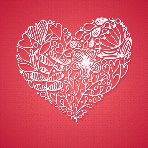 Línea de encaje floral Corazón — Vector de stock