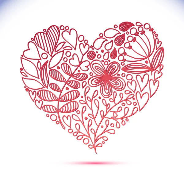 Floral Lace Line Heart — Stock Vector