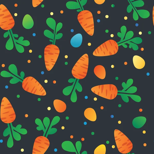 Carotte de l'Est et oeufs modèle sans couture. Carottes pour lapin de Pâques. Texture vectorielle sans couture avec beaucoup de carottes de dessin animé — Image vectorielle