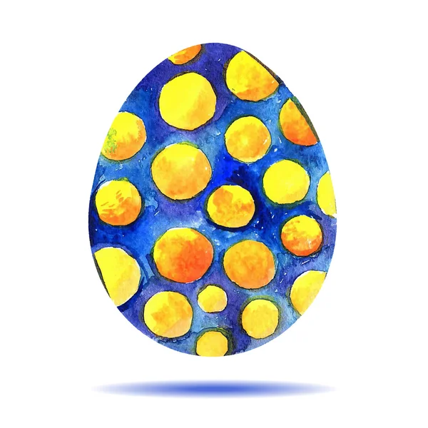 Biglietto di auguri vettoriale Buona Pasqua, acquerello colorato uovo di Pasqua con ombra — Vettoriale Stock