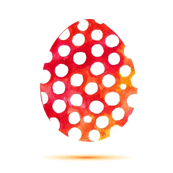 Vector wenskaart Happy Easter, waterverf kleurrijke paasei met schaduw — Stockvector