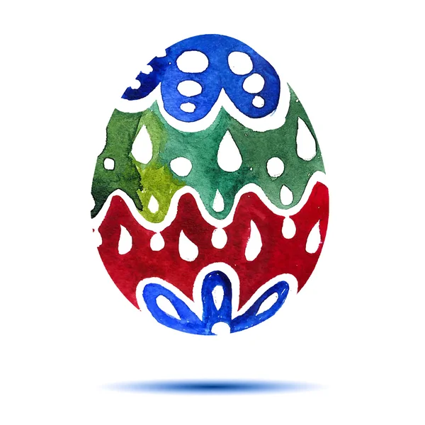 Cartão de saudação vetorial Feliz Páscoa, aquarela colorido ovo de Páscoa com sombra —  Vetores de Stock