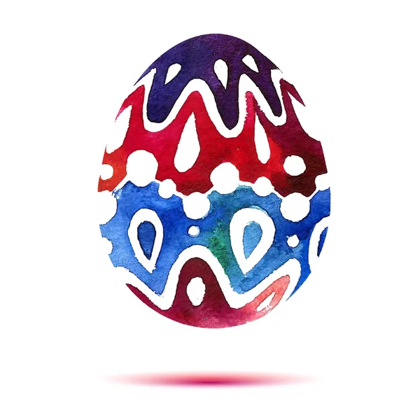 Vector wenskaart Happy Easter, waterverf kleurrijke paasei met schaduw — Stockvector