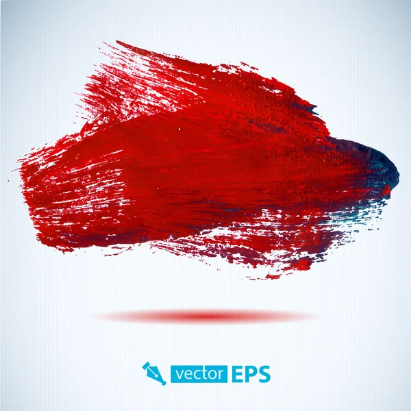 Mancha de tinta roja acrílica vectorial. Pincelada húmeda sobre textura de papel . — Vector de stock