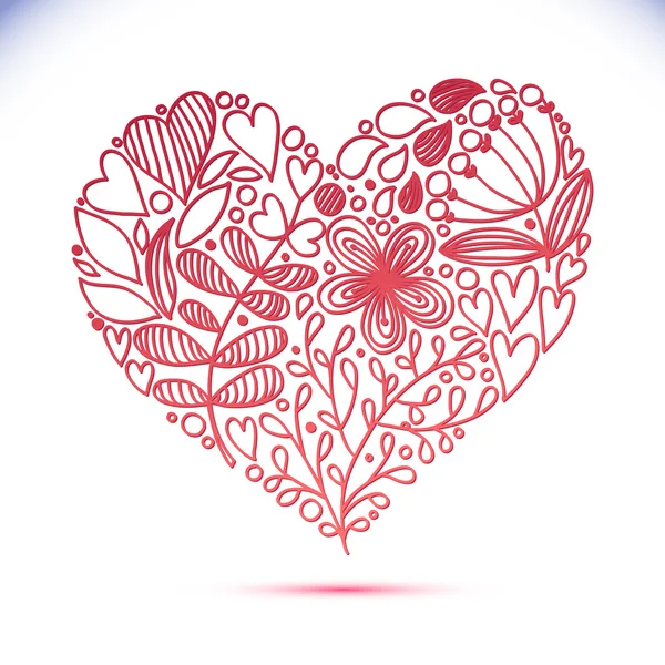 Línea de encaje floral Corazón — Vector de stock