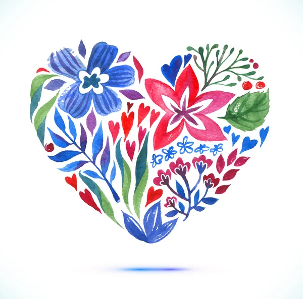 Carte d'amour avec bouquet floral aquarelle . — Image vectorielle