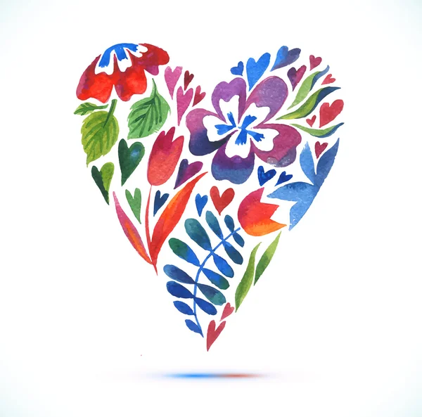 Tarjeta de amor con ramo floral de acuarela . — Vector de stock