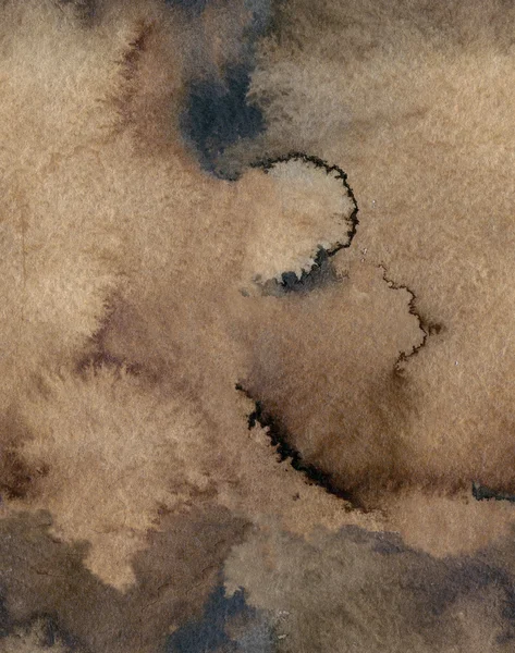 Bezešvé akvarel kávové barvy vody papírové pozadí. Abstraktní hnědé rastrový obrázek. — Stock fotografie