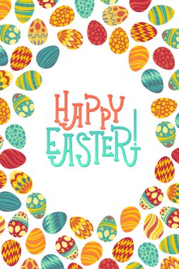Mutlu Paskalya kartı ile Paskalya yumurtaları.