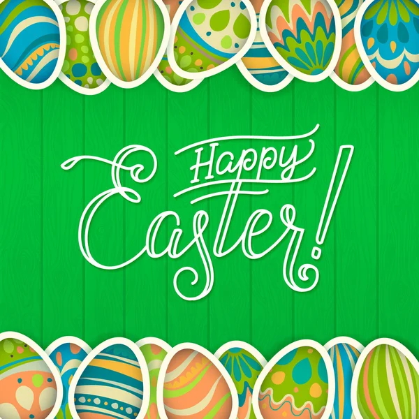 Cartão de Páscoa feliz com ovos de Páscoa . — Vetor de Stock