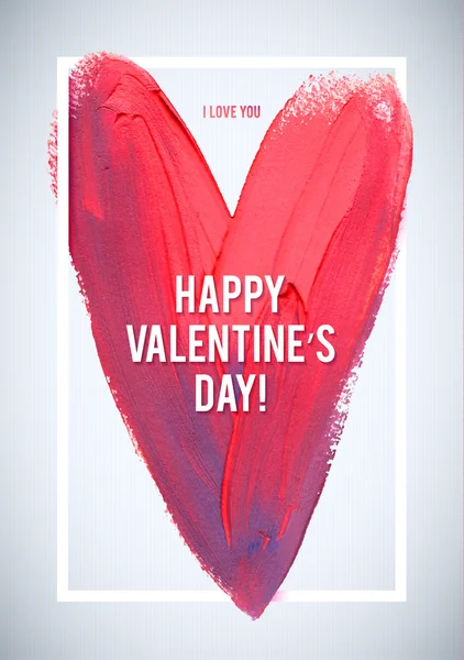 Happy Valentine'S Day. Lijn hart en witte grens wenskaart. — Stockvector