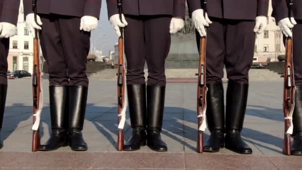 Pengawal kehormatan bersenjata bertugas — Stok Video