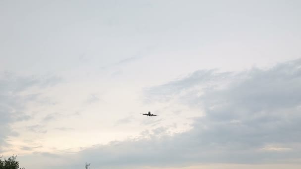 Avião no Sky Landing — Vídeo de Stock