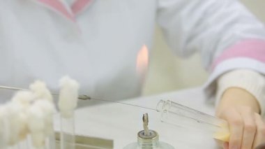 Test tüpleri ile Mikrobiyoloji laboratuvar çalışma