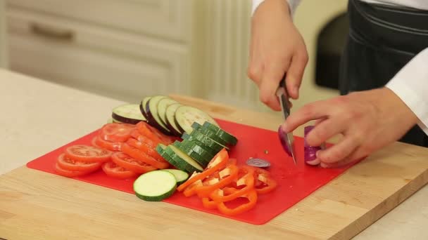 Chopping food ingredients — Stock Video