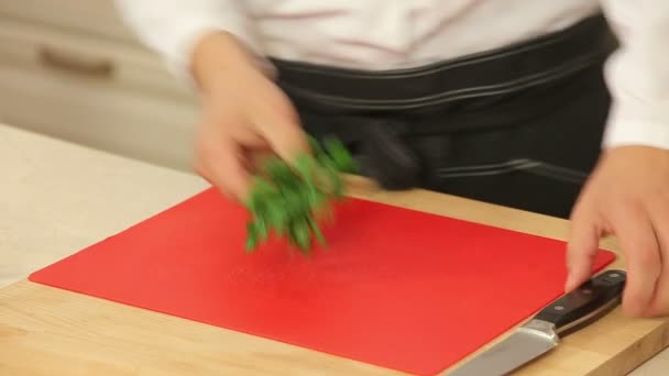 Couper le persil dans une cuisine — Video