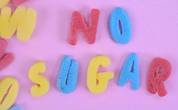 No Sugar words on pink table — Stock Photo, Image