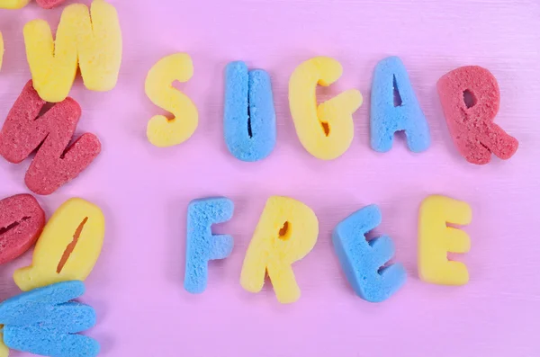 Palavras Açúcar Grátis na mesa rosa — Fotografia de Stock