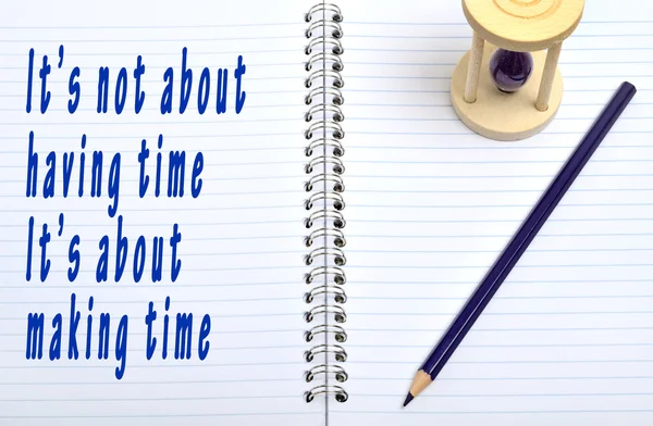 Não é sobre ter texto de tempo no caderno. — Fotografia de Stock