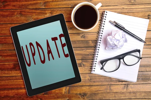 Update word op Tablet PC — Stockfoto