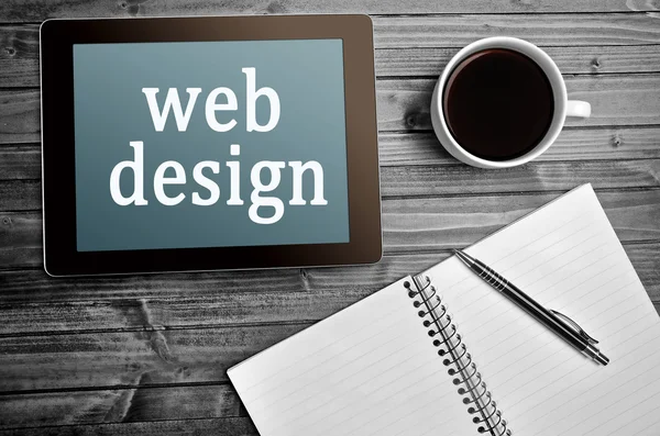 The words Web design on tablet — Stock Photo, Image