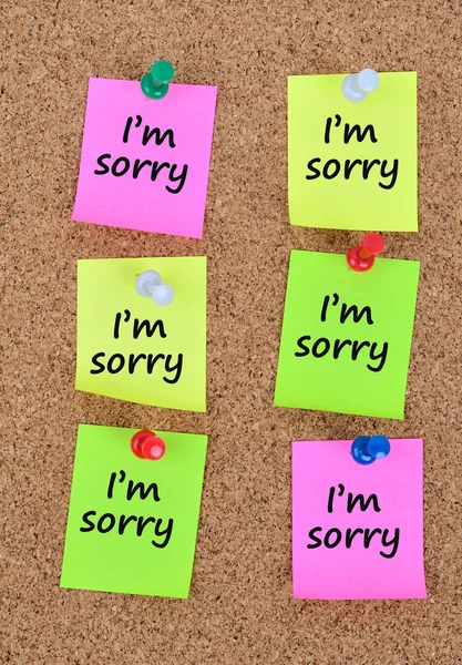 The words I 'm sorry on notes — стоковое фото