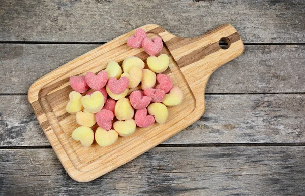 Gnocchi Hearts Gray Wooden Table — Stock Photo, Image