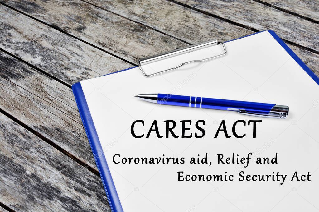Cares Act words on paper close up