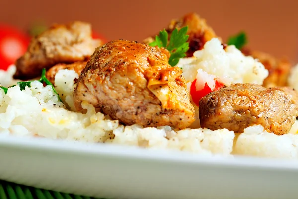 Reis mit Fleisch — Stockfoto