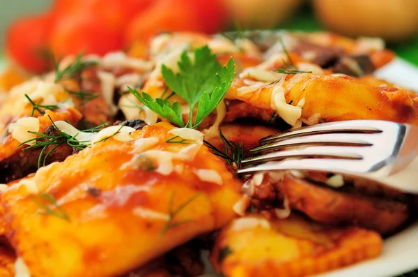 Plate with ravioli — Stock Photo, Image