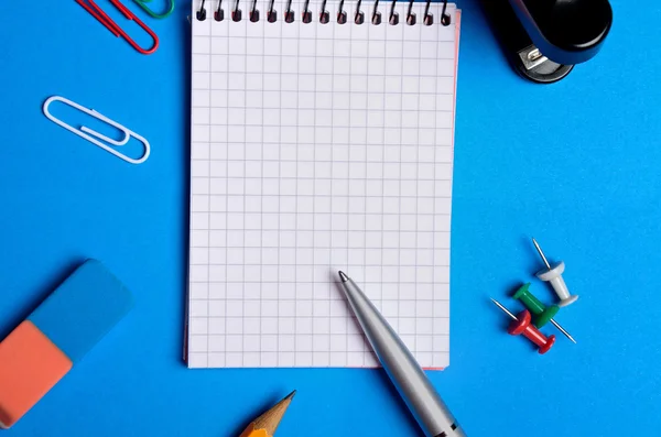 Notebook and office supplies — Stock Photo, Image