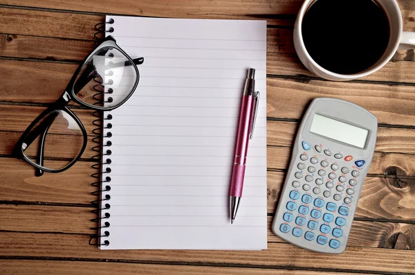 Notebook with office utensil — Stock Photo, Image