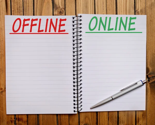 Palavra online offline — Fotografia de Stock