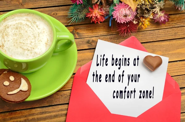 Life begin at the end of your comfort zone — Stock Photo, Image