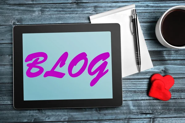 Blog woorden op Tablet PC — Stockfoto