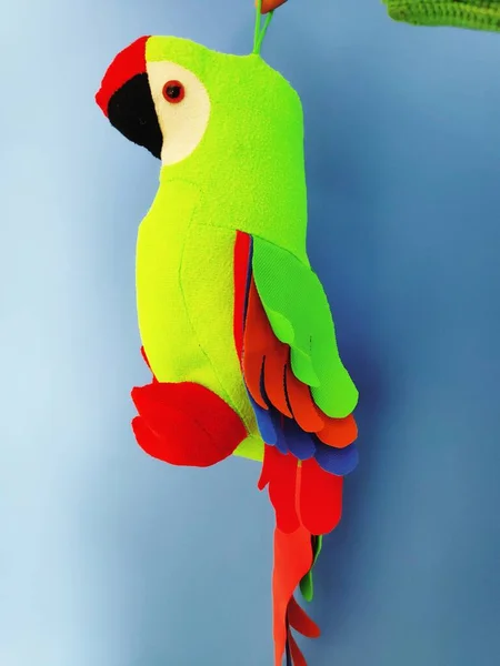 Green Toy Parrot Soft Material — Stock Photo, Image