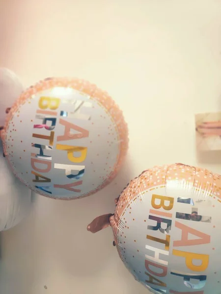 Beautiful Happy Birthday Balloons White Background — Stock Photo, Image