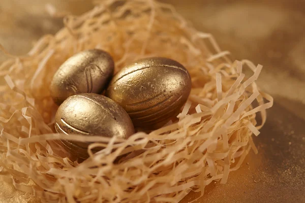 Golden Easter eggs Stock Image