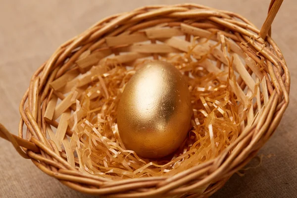 金黄色的蛋在篮子里 — 图库照片