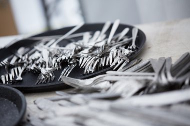 mutfak eşyaları, çatal ve bıçak temiz