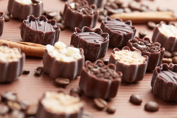 Doces de chocolate deliciosos agradáveis — Fotografia de Stock
