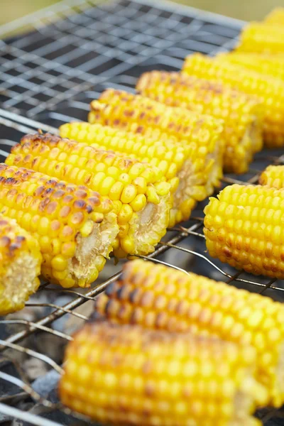 Sweet corn ears on grill — Stock Photo, Image