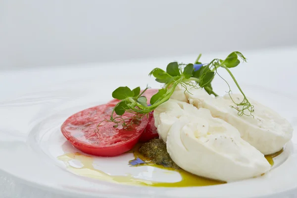 Appetizer with tomato and cheese — Stock Photo, Image