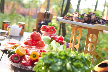 Piknik sebze ve ızgara tavuk kanadı 