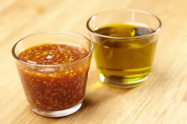 Sauce salad dressing cooking ingredients — Stock Photo, Image