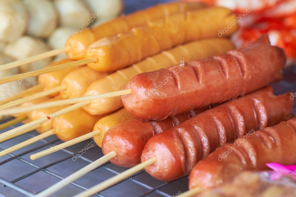 Sausages in market in Thailand — Stock Photo © nikolodion 112478732