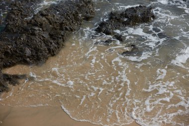 Kayalık okyanus plaj dalgalar ile