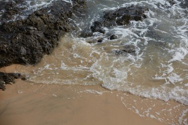 Kayalık okyanus plaj dalgalar ile